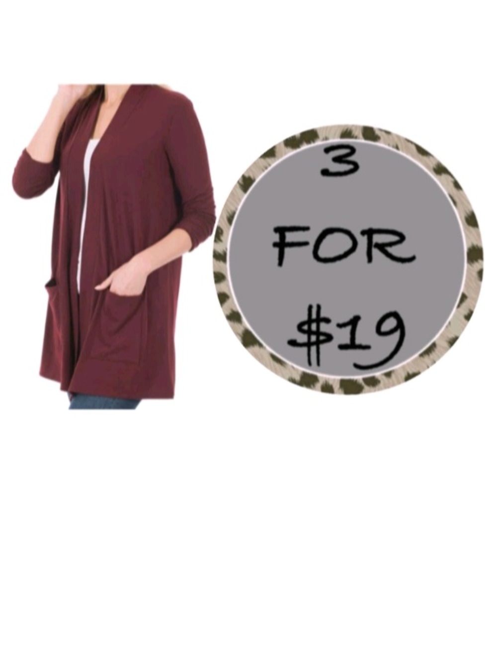 3/$19 Zenana outfitters open front cardigan tunic blouse long sleeve top